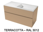 Meuble avec vasque Solid-Surface, finition bois ou couleurs, deux tiroirs à onglet, Largeur 100, 120 et 140 cm, P. 45 cm, Hauteur 56 cm, Stock disponible, LIVRAISON OFFERTE